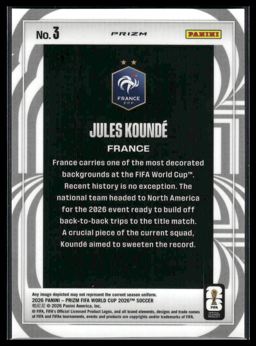 2026 Panini Prizm FIFA World Cup #3 Jules Kounde Screamers