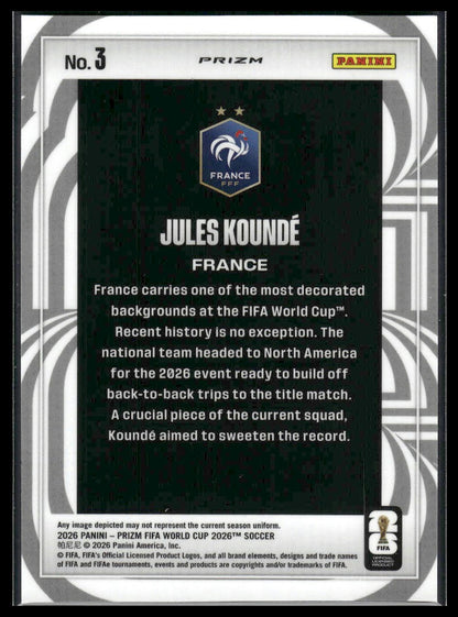 2026 Panini Prizm FIFA World Cup #3 Jules Kounde Screamers