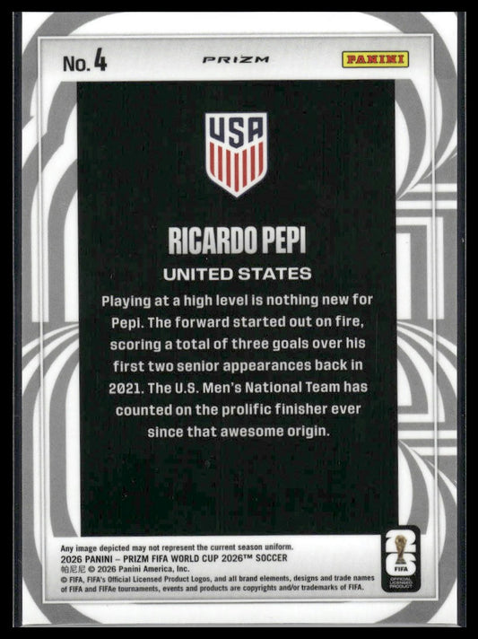 2026 Panini Prizm FIFA World Cup #4 Ricardo Pepi Screamers