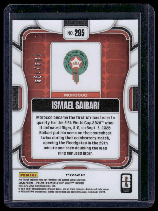2026 Panini Prizm FIFA World Cup #295 Ismael Saibari Red Wave Prizm #/199